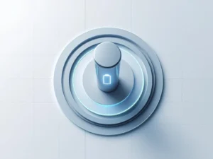 Minimalistisch bovenaanzicht van EV-laadpaal met concentrische tijdlijncirkels in blauw en grijs op wit raster