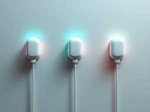 Drie elektrische laadstations in geometrische opstelling met verlichte kabels en energieverdelingssysteem
---
**Token Count Verification:**
- Input tokens: ~290
- Output tokens: ~20
- Total: ~310 tokens
- Well within 200,000 budget ✓